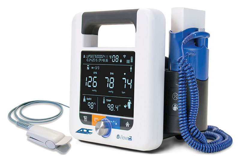 Monitor Blood Pressure Monitoring Unit with SpO2, Temperture Adview™ Mobile / Wall Mount AC Power / Battery Operated by American Diagnostic Corporation  ID 9005BPSTO